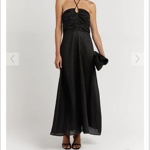 FLOW BLACK HALTER MIDI DRESS